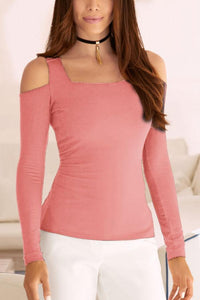 Open Shoulder  Plain T-Shirts