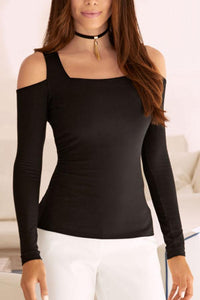 Open Shoulder  Plain T-Shirts