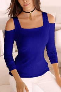 Open Shoulder  Plain T-Shirts