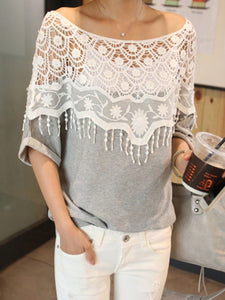 Round Neck  Cutout  Floral Long Sleeve T-Shirts