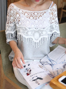 Round Neck  Cutout  Floral Long Sleeve T-Shirts