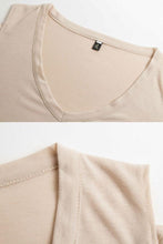 Load image into Gallery viewer, V Neck  Asymmetric Hem Side Slit  Hollow Out Plain T-Shirts