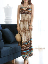 Load image into Gallery viewer, V Neck  Embossed Design  Printed Maxi Dress