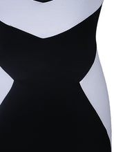 Load image into Gallery viewer, Square Neck  Color Block Bodycon Dress