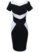 Load image into Gallery viewer, Square Neck  Color Block Bodycon Dress