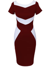 Load image into Gallery viewer, Square Neck  Color Block Bodycon Dress