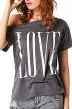 Load image into Gallery viewer, One Shoulder  Letters Short Sleeve T-Shirts