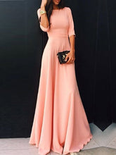 Load image into Gallery viewer, Round Neck  Plain Maxi Dress