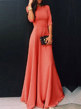 Load image into Gallery viewer, Round Neck  Plain Maxi Dress