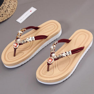 SOCOFY  Flat  Peep Toe  Beach Casual Slippers