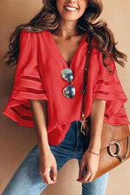 Load image into Gallery viewer, V Neck Plain Bell Sleeve Blouses