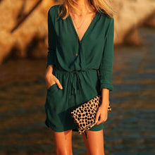 Load image into Gallery viewer, Green Sexy Elegant Half Sleeves Mini Dress