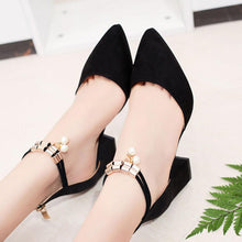 Load image into Gallery viewer, Plain  Chunky  High Heeled  Ankle Strap  Point Toe  Date Event Pumps