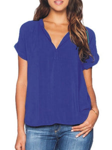 V Neck  Plain Blouses