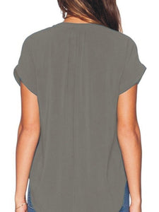 V Neck  Plain Blouses