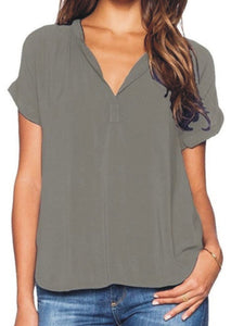 V Neck  Plain Blouses