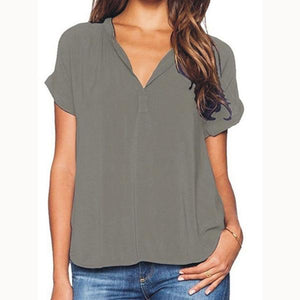 V Neck  Plain Blouses