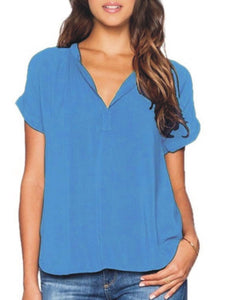 V Neck  Plain Blouses