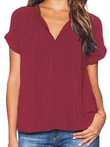 V Neck  Plain Blouses