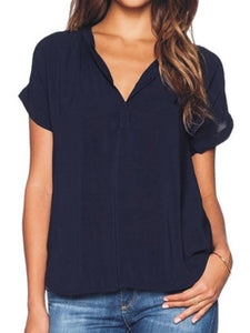 V Neck  Plain Blouses