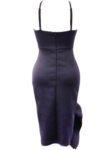 Asymmetric Neck  Asymmetric Hem  Plain Bodycon Dress