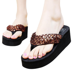 High Heeled  Peep Toe  Beach Casual Slippers