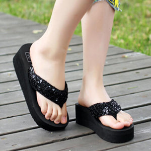 High Heeled  Peep Toe  Beach Casual Slippers