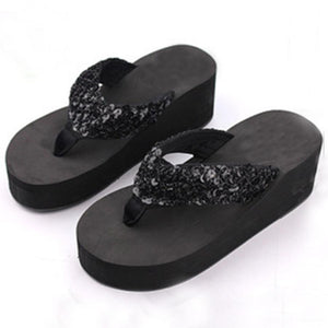 High Heeled  Peep Toe  Beach Casual Slippers