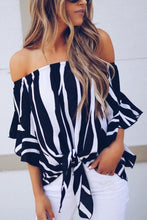 Load image into Gallery viewer, Off Shoulder  Striped  Batwing Sleeve  Blouses