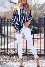 Load image into Gallery viewer, Off Shoulder  Striped  Batwing Sleeve  Blouses