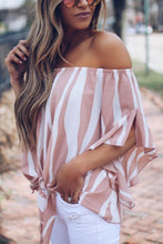 Load image into Gallery viewer, Off Shoulder  Striped  Batwing Sleeve  Blouses