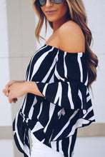 Load image into Gallery viewer, Off Shoulder  Striped  Batwing Sleeve  Blouses