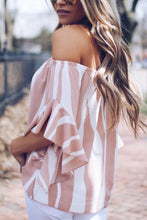 Load image into Gallery viewer, Off Shoulder  Striped  Batwing Sleeve  Blouses