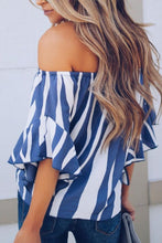 Load image into Gallery viewer, Off Shoulder  Striped  Batwing Sleeve  Blouses