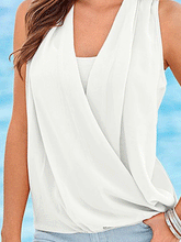 Load image into Gallery viewer, V Neck  Backless  Patchwork Plain Blouses