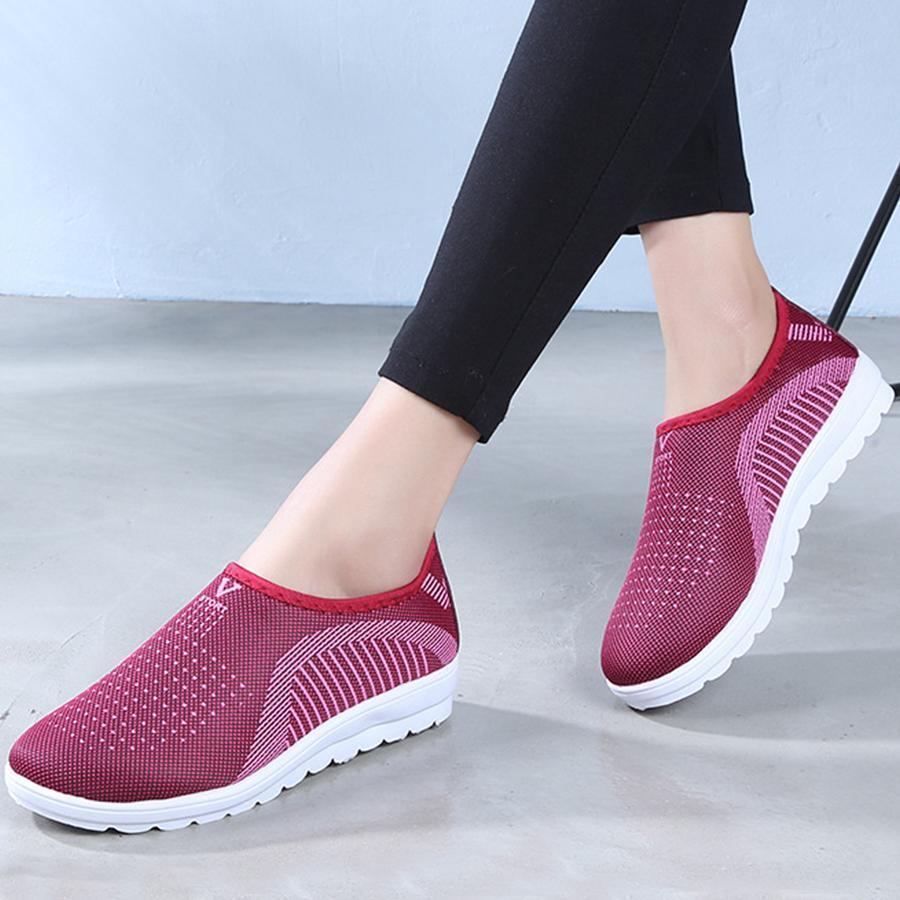 Color Block  Flat  Round Toe  Casual Sport Sneakers