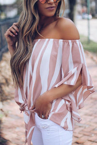 Stylish Off Shoulder Vertical Striped T-Shirts