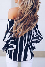 Load image into Gallery viewer, Stylish Off Shoulder Vertical Striped T-Shirts