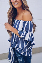 Load image into Gallery viewer, Stylish Off Shoulder Vertical Striped T-Shirts