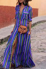 Load image into Gallery viewer, Fashion Stripes Half Sleeve Vacation Maxi Dresses