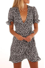 Load image into Gallery viewer, Deep V Neck Floral Printed Short Sleeve Bodycon Dresses