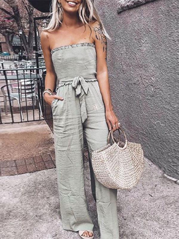 Military Green Casual Style Jumpsuit