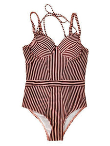 Striped One Piece Swimwear