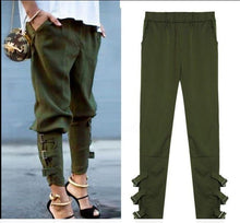 Load image into Gallery viewer, Pure Color Casual Strappy Trousers Pants