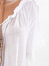 Load image into Gallery viewer, Spring Summer  Polyester  Women Open Shoulder  Decorative Lace Plain Short Sleeve Blouses