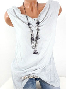 Round Neck Plain Sleeveless Solid Color T-Shirts