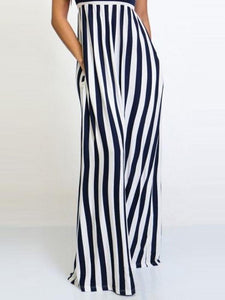 Stripe Sleeveless Wide Leg Jumpsuit