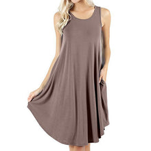 Load image into Gallery viewer, Round Neck Plain Casual Dress