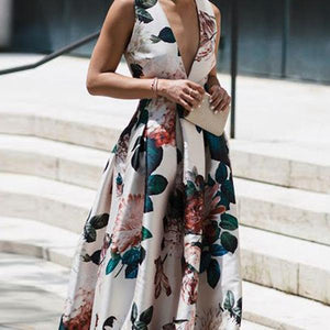 Stylish Floral Print Sleeveless Maxi Dress