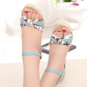 Floral  High Heeled  Ankle Strap  Peep Toe  Date Office Wedge Sandals